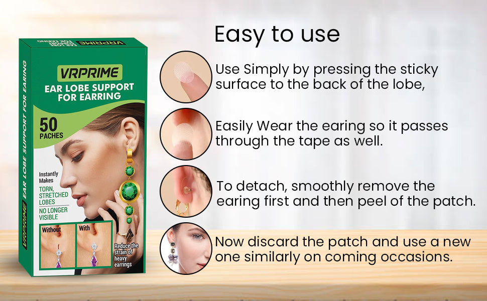 Premium Earlobe Patches ✅ 50 Patches + 50 Patches FREE (100 piece)